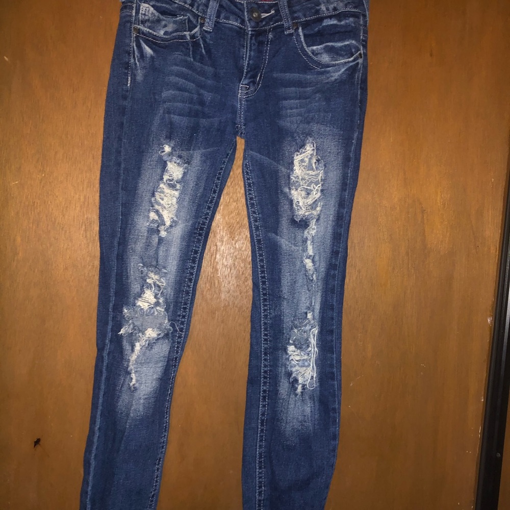 Blue jeans distressed